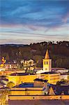 View of Spoleto at dusk, Umbria, Italy