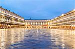 Italy, Veneto, Venice. St Marks square illuminated before dawn