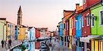 Italy, Veneto, Venice, Burano. Sunset in the town