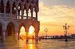 Italy, Veneto, Venice. Sunrise over Piazzetta San Marco and Doges palace