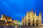 Europe, Italy, Lombardy, Milan, Piazza del Duomo, Vittorio Emmanuel II Gallery, and the Duomo Gothic style cathedral