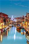 Europe, Italy, Veneto, Venice, Murano, Christmas decoration on a canal