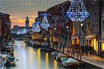 Europe, Italy, Veneto, Venice, Murano, Christmas decoration on a canal