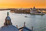 Top view of Giudecca canal at sunset from San Giorgio Maggiore island, Venice, Veneto, Italy