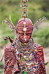 Africa, Kenya, Narok County, Masai Mara. Heavily adorned Maasai.