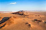 Africa, Namibia, Namib Desert, Sossusvlei. Hot air balloon floating over the Sossusvlei.