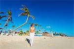 South East Asia, Philippines, The Visayas, Cebu, Bantayan Island, Sugar Beach, girl walking on the beach (MR)