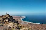 View from mountains Risco de Famara towards La Caleta de Famara, Lanzarote, Canary Islands, Spain