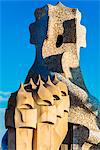 Ventilation towers on the rooftop of Casa Mila or La Pedrera, Barcelona, Catalonia, Spain