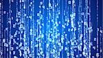 Digital Illustration of Matrix background on Blue.