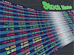 A large display panel of daily stock market price and quotation during normal economic period.