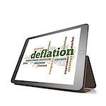 Deflation word cloud on tablet image with hi-res rendered artwork that could be used for any graphic design.