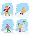 Vector illustration of a children onside winter game