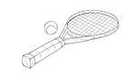 sketch of the tennis racquet and ball, isolated