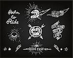 Traditional tattoo biker set of design elements