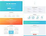 One page website design template in flat design style for web development. Business concept. Wireframe.