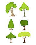 Vector illustration of a green trees set