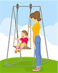 Vector illustration of a  child on a swing