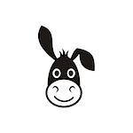 Cute black vector donkey head icon on white