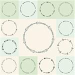 Set of 13 hand-drawn vector flourish circle and frames Vector illustration in vintage style. Hand Drawn graphic and decorative elements