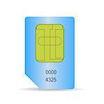 Blue SIM Card Isolated on White Background.