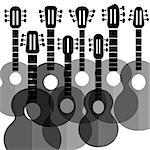 Set of Silhouettes Guitars Isolated on White Background.