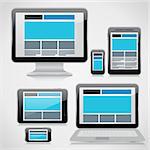 Abstract responsive webdesign technology template design with three dimensional devices on light background, 10 EPS