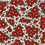 Illustration of seamless floral background in red and green colours isolated