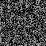 Illustration of seamless floral pattern in black and white colors isolated