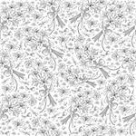Illustration of seamless floral pattern from lilies bouquets with bows isolated