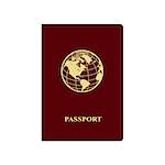 International red passport with icon of globe. Vector illustration.