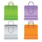 Set of the colorful paper shopping bags isolated on white background.