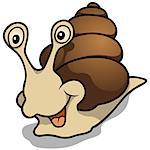 Cheerful Snail - Cartoon Illustration, Vector
