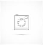 Trendy flat outline hipster camera photo icon. Vector illustration