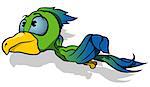 Flying Parrot - Colored Cartoon Illustration, Vector