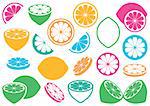 Colorful vector lemon icons isolated on white background