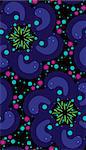 Seamless psychedelic blue floral wallpaper background pattern