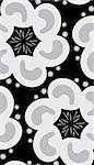 Seamless gray flower and star shapes over black