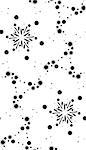 Repeating pattern background of black snowflakes and stars