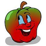 Apple With Big Smile - Cartoon Illustration, Vector