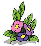 Violet Flower - Cartoon Illustration, Vector
