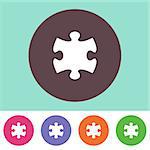 Vector puzzle piece icon on round colorful buttons