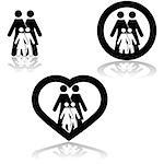Icon set showing a family together combined with different elements like a circle or a heart