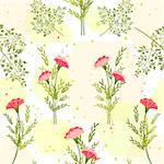 Springtime Colorful Flower with Herb Background Pattern