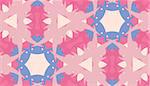Pink and blue floral kaleidoscope seamless pattern