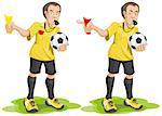Set soccer referee whistles and shows card. Isolated illustration in vector format