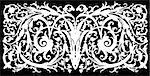 refined white drawing of a decorative ornament on a black background