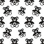 Seamless pattern with little black teddy bears
