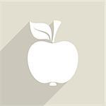 White vector apple icon long shadow design