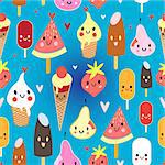 bright colorful graphic pattern ice cream on a blue background